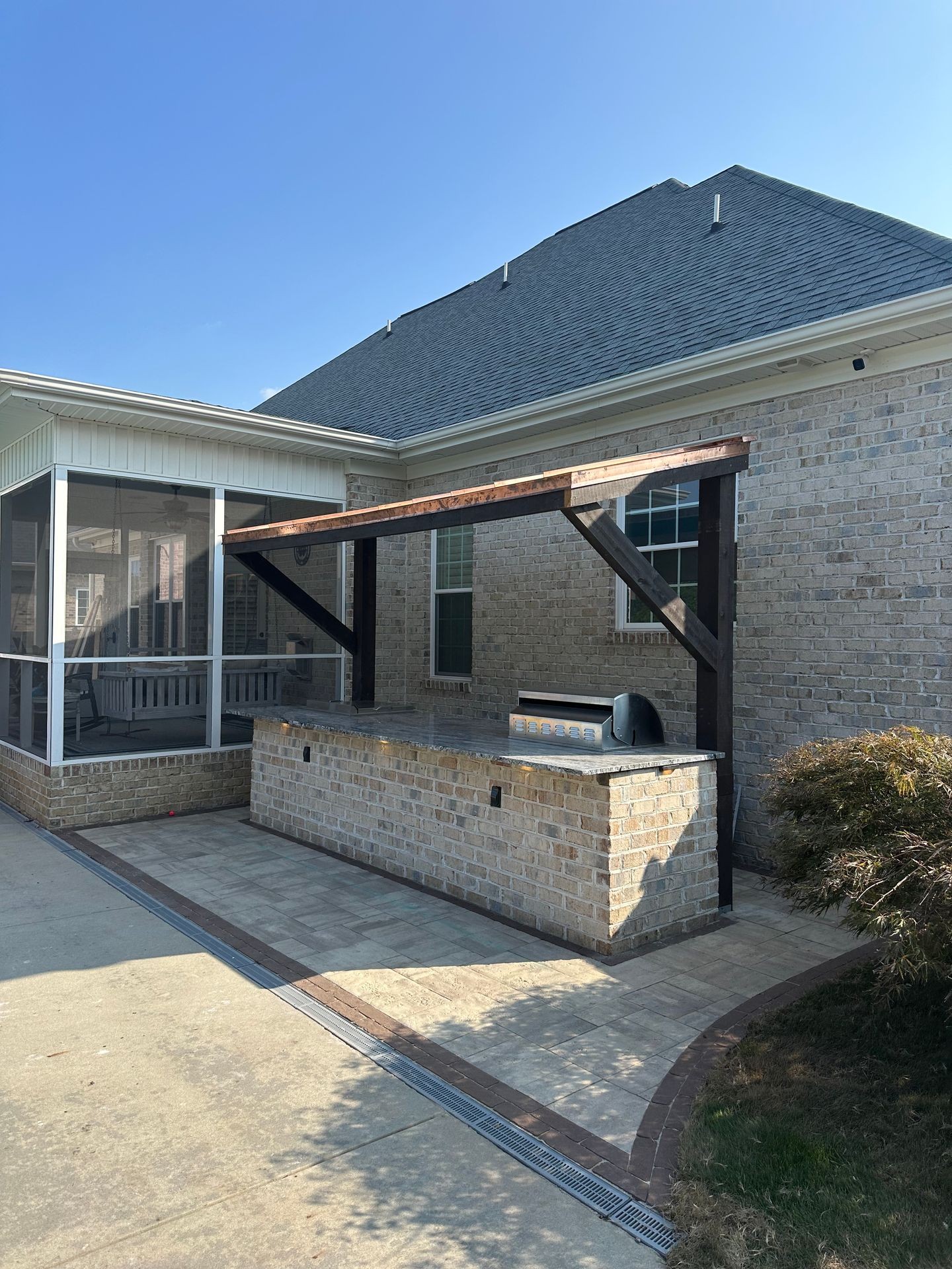 Outdoor Kitchen, Pergola, Patio, Pavers, Blaze Grill